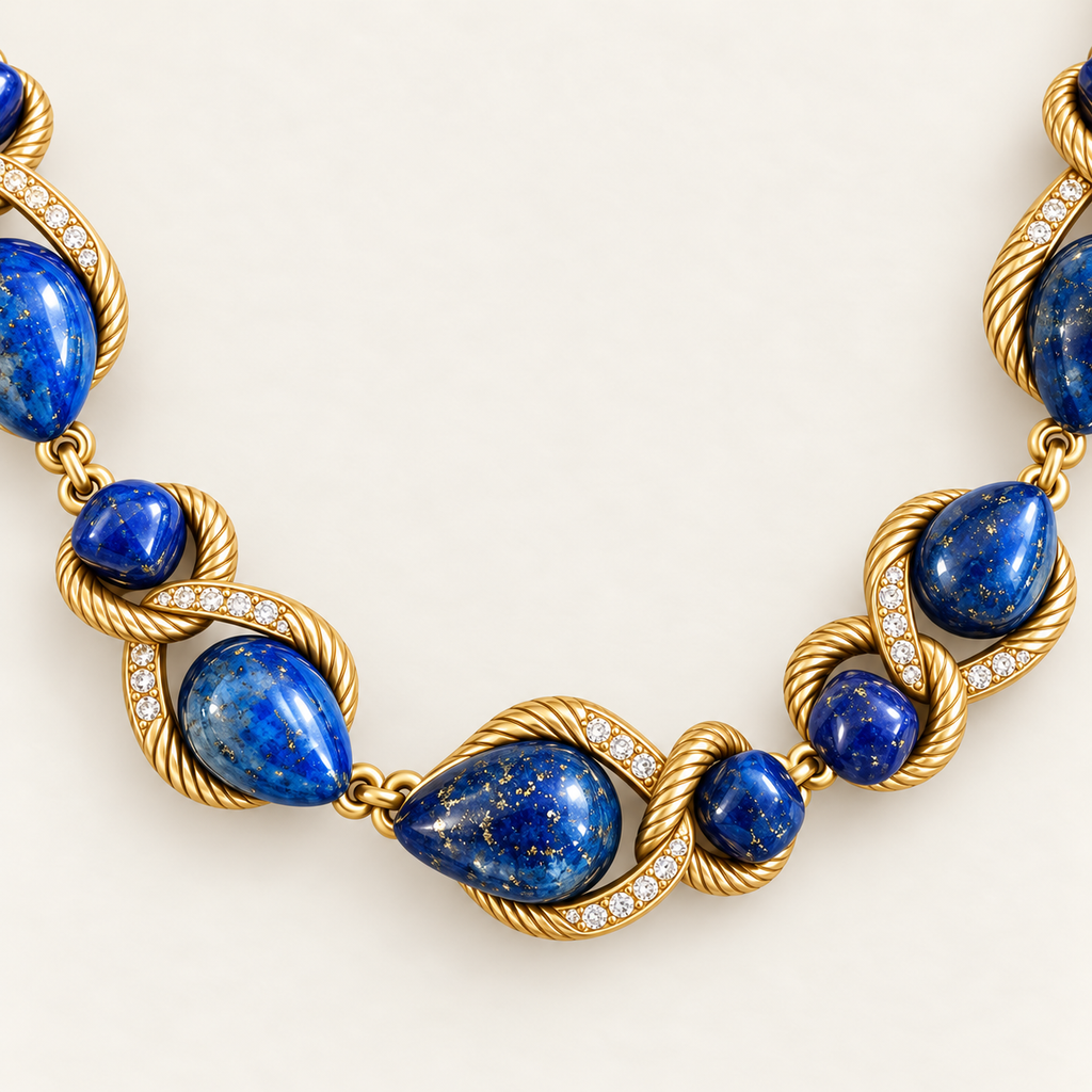 Midnight Blue Teardrop Statement Necklace