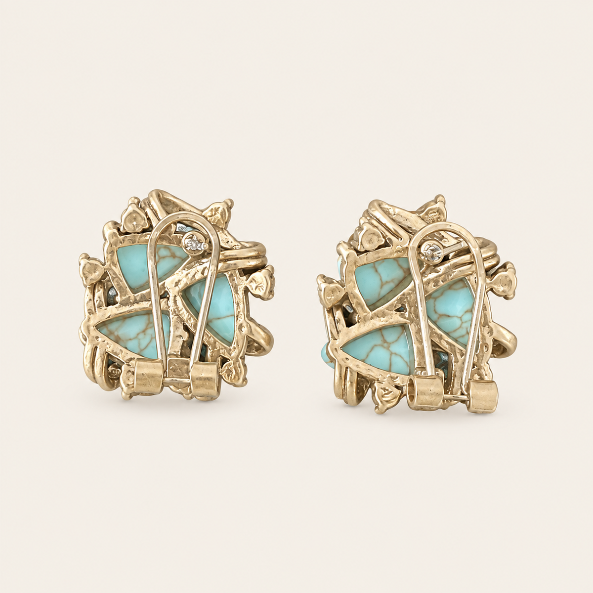 Vintage Turquoise Sculptural Clip-On Earrings