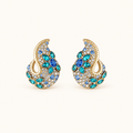 Vintage Blue Crystal Paisley Statement Earrings