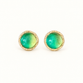 Vintage Green Gradient Glass Round Earrings
