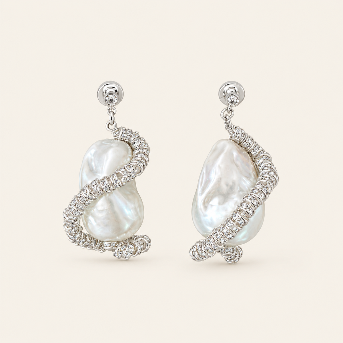 Baroque Pearl Spiral Earrings